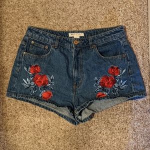 H&M Coachella Embroidered Jean Shorts